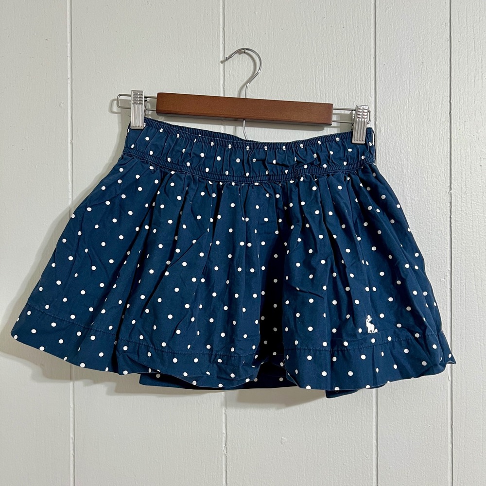 Abercrombie Kids Girls‎ Navy White Polka Dot Skirt Elastic Waist Bow Detail XL
